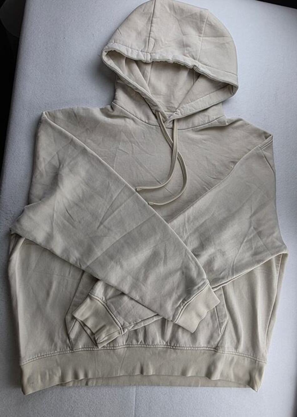 Zara Cream Cropped Pullover Hoodie Size XL